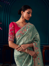 Premium Pure silk contrasting designer saree | silk saree